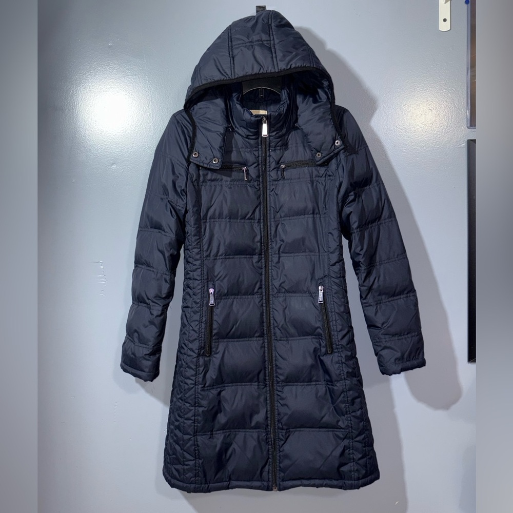 Michael Kors Packable Down Fill Removable Hood Long Puffer Coat Jacket Size S